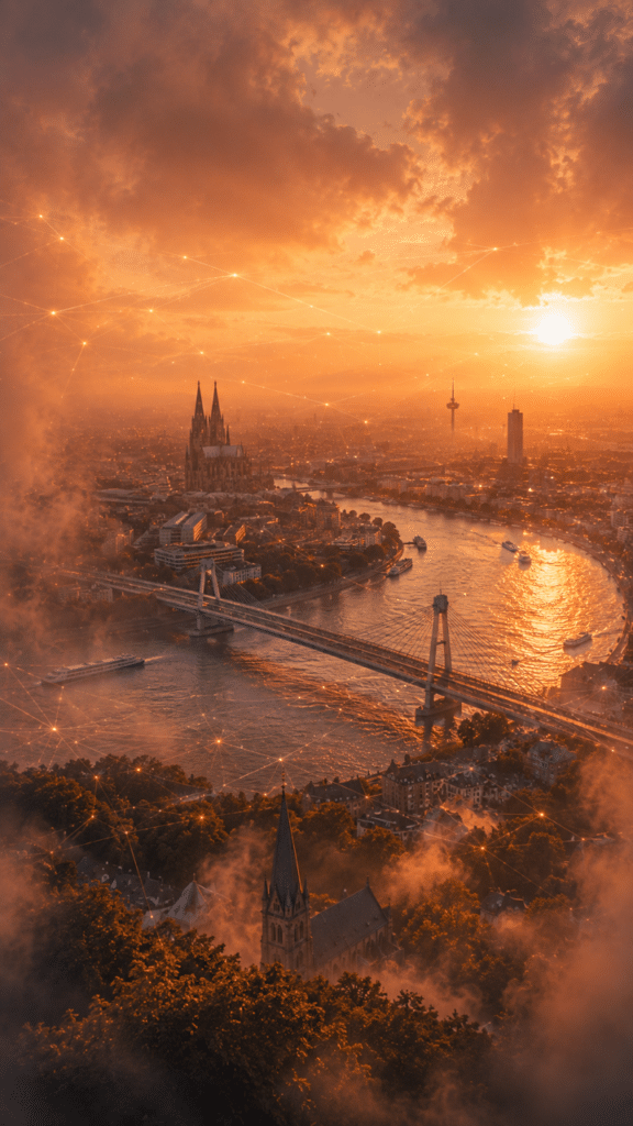AiCITY Köln am Abend Nebel